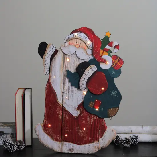 Northlight 19.5" Red and White LED Lighted Santa Claus Christmas Wooden Figure {6}
