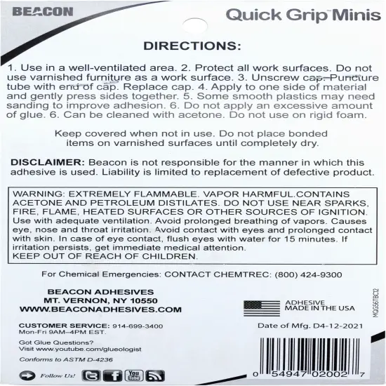 Beacon Mini Quick Grip Tube 6/Pkg-5ml {3}