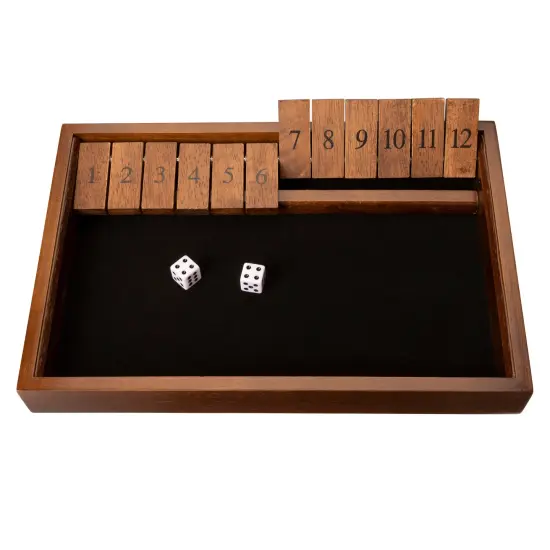 WE Games 12 Number Shut the Box Board Game, Walnut Stained Wood, 13.5 in. {1}