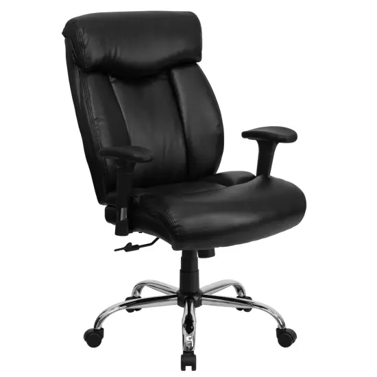 Emma and Oliver 400 lb. Big & Tall High Back Full Headrest Ergonomic Office Chair with Arms Black Fabric {6}