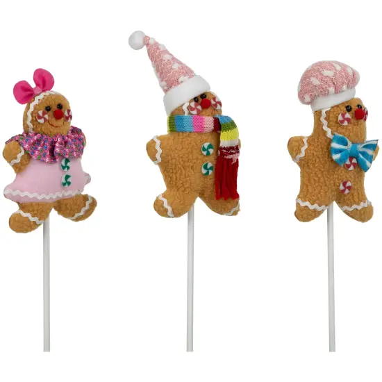 Northlight Plush Gingerbread Christmas Picks -10" - Set of 3 Brown {5}