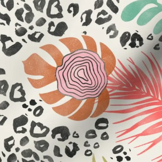 Various Fabrics by the Yard or Fat Quarter Tropical Feathers Pink Green Yellow Peacock Leopard Large Scale Custom Printed Fabric by Spoonflower {7}