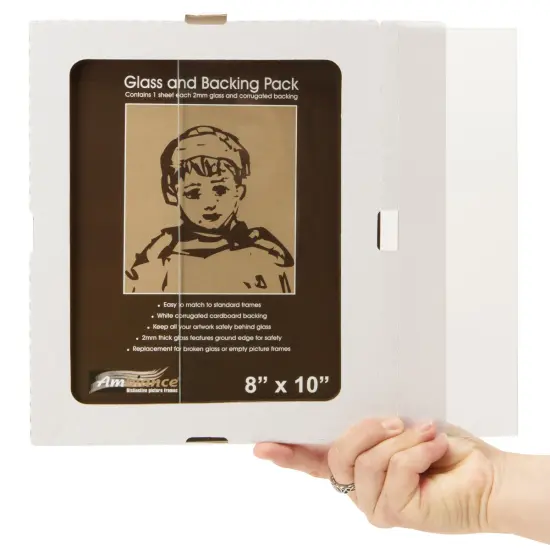 Ambiance Picture Frame Glass and Backing - 2mm Thick Glass Sheet, Box of 12 - Glass Panel for Open Back Frames or Glass Replacement - Includes White Corrugated Cardboard Backing {3}