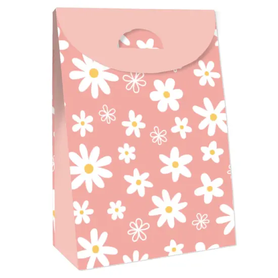 Big Dot of Happiness Pink Daisy Flowers - Floral Gift Favor Bags - Party Goodie Boxes - Set of 12 {4}