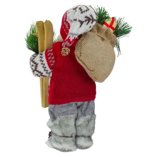 Northlight Standing Nordic Santa with Skis Christmas Figure - 12" Red {6}