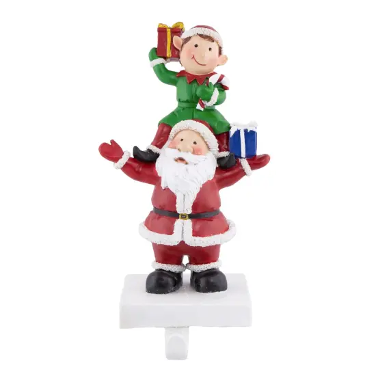 Northlight 8.75" Santa and Elf Christmas Stocking Holder Red {1}