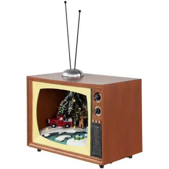 Northlight LED Lighted Animated Musical TV with Ice Skating Scene Christmas Display - 9.25" Brown {4}