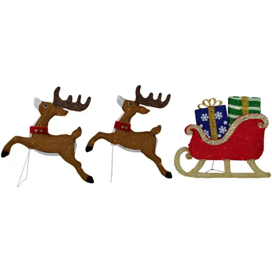 Northlight 59" Lighted Reindeer with Sleigh Christmas Decoration Brown {1}