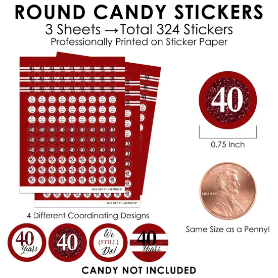 Big Dot of Happiness We Still Do - 40th Wedding Anniversary - Anniversary Party Small Round Candy Stickers - Party Favor Labels - 324 Count {4}
