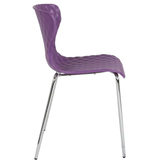 Emma and Oliver Contemporary Design Accent Dining Plastic Stack Chair Purple {5}