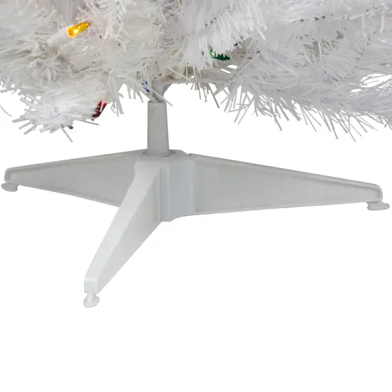 Northlight Pre-Lit Medium Snow White Artificial Christmas Tree - 3' - Multi Lights {7}