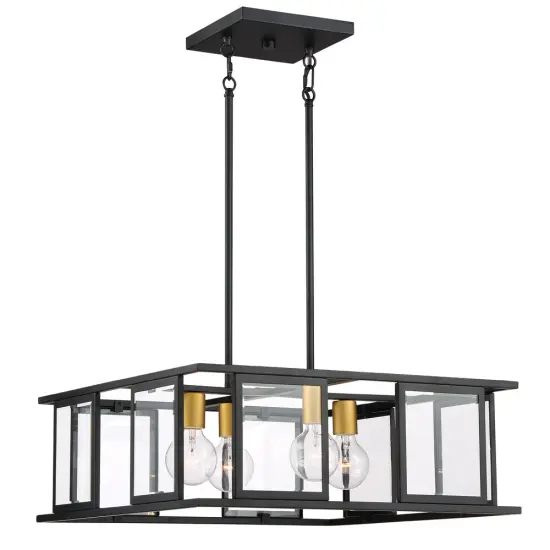 Nuvo Payne 4-Light Pendant w/ Clear Beveled Glass in Midnight Bronze Finish {1}