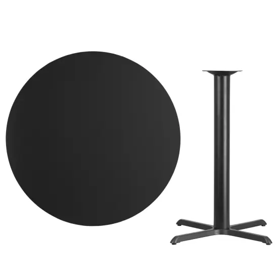 Emma and Oliver 42" Round Laminate Table Top with 33"x33" Bar Height Table Base Black {3}