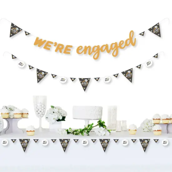 Big Dot of Happiness Just Engaged - Black and White - Engagement Party Letter Banner Decoration - 36 Banner Cutouts and We're Engaged Banner Letters {3}