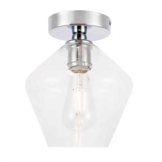 Gene 1 light Chrome and Clear glass Flush mount {3}