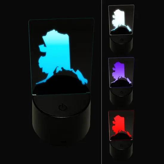 Alaska State Silhouette 3D Illusion LED Night Light Sign Nightstand Desk Lamp {1}