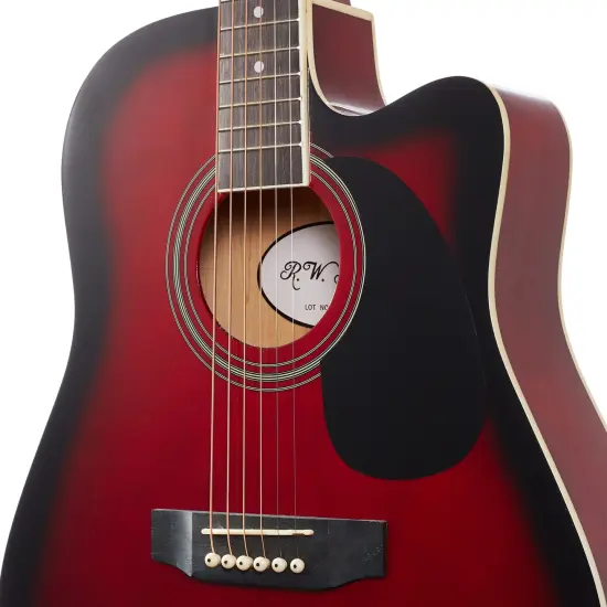 Jameson Guitars Full Size Thinline Acoustic Electric Guitar with Free Gig Bag Case & Picks Red {4}