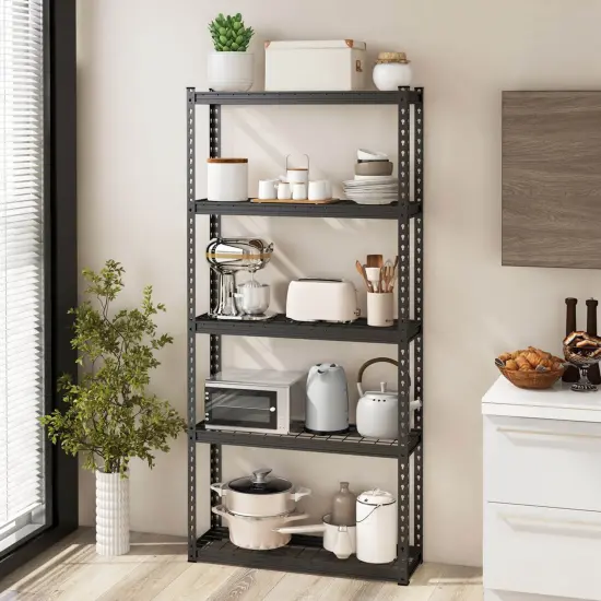 Costway 1/2/3/4 PCS 5-Tier Heavy Duty Storage Shelf Storage Utility Rack Shelf with Anti-tipping Device Black {5}
