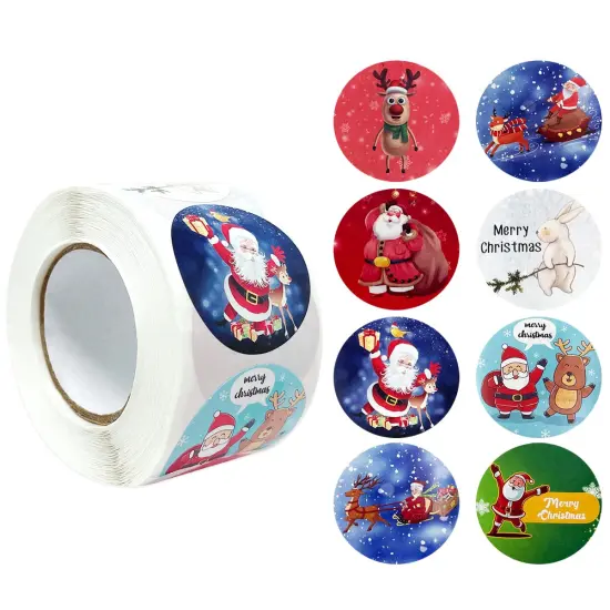 Wrapables Christmas Stickers Label Roll, Holiday Stickers for Sealing Cards, Envelopes, Gift Boxes, Festive Party Favors (500 pcs) Red & White {7}