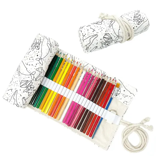 Wrapables Pencil Roll Organizer, Colored Pencil Wrap Pouch (72 slots) Galactic Animals {1}