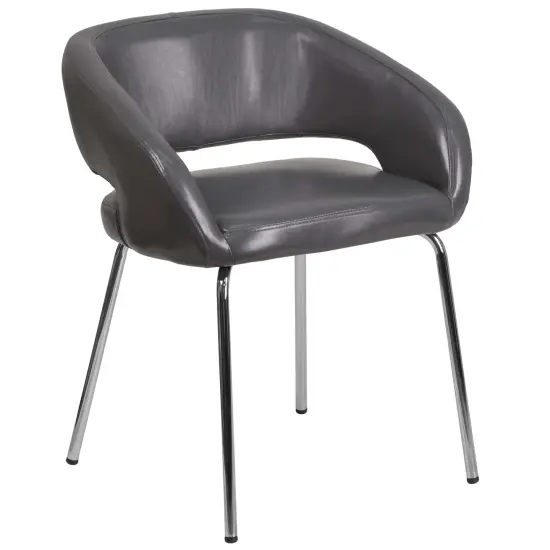 Emma and Oliver Contemporary LeatherSoft Side Reception Chair Gray {1}