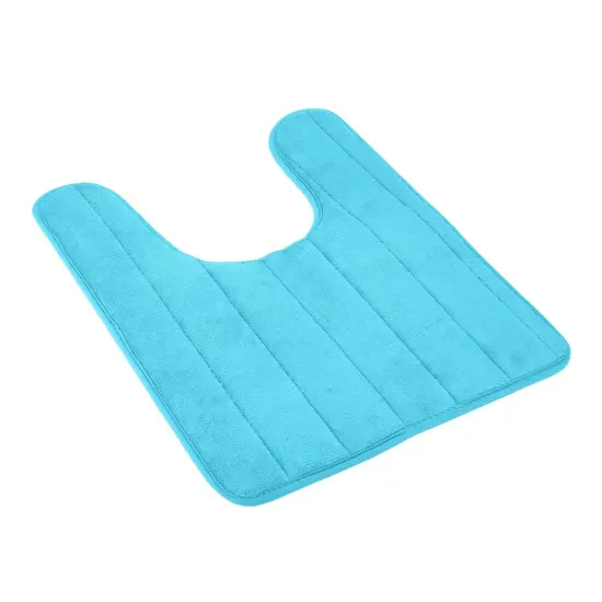 U Shaped Bathroom Rugs Contour Non-slip Toilet Mat Absorbent Cozy Velvet Floor Mat 23.62 x 19.69in Light Blue {1}
