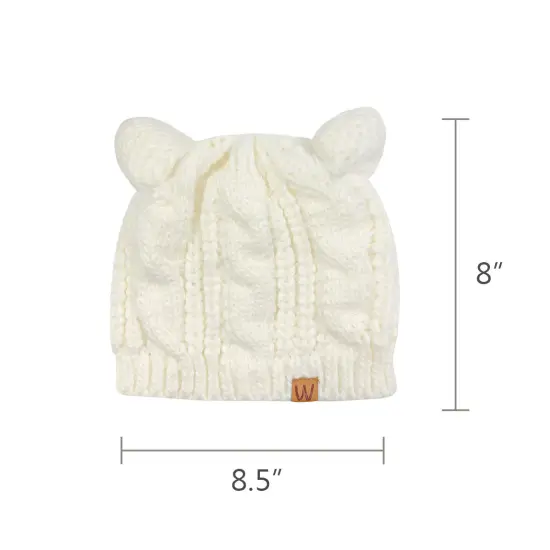 Wrapables Winter Warm Cable Knit Cat Ears Beanie Cream {5}