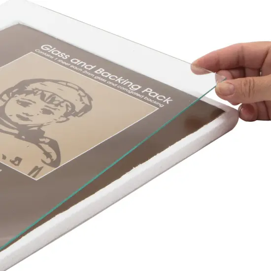 Ambiance Picture Frame Glass and Backing 9x12" - 6 Pack &ndash; 2mm Thick Glass Sheets with White Corrugated Cardboard Backing &ndash; Replacement Glass for Open-Back Frames {6}