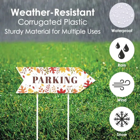 Big Dot of Happiness Fall Foliage Wedding Parking Signs - Autumn Leaves Wedding Sign Arrow - Double Sided Directional Yard Signs - Set of 2 {4}