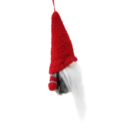 Northlight Striped Faux Fur Santa Gnome with Plush Hat Christmas Ornament- 6&rdquo; - Red and Gray {3}