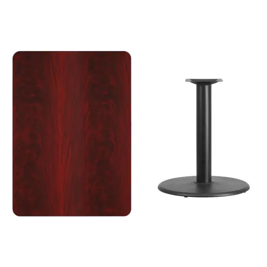 Emma and Oliver 30"x42" Rectangular Laminate Table with 24" Round Table Base Black {6}