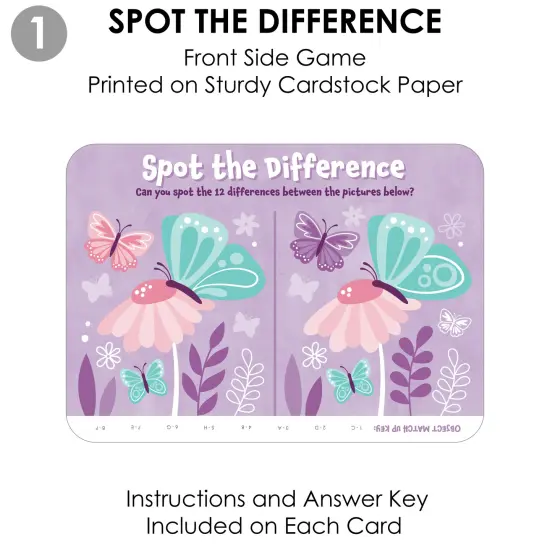 Big Dot of Happiness Beautiful Butterfly - 2-in-1 Floral Baby Shower or Birthday Party Cards - Activity Duo Games - Set of 20 {7}