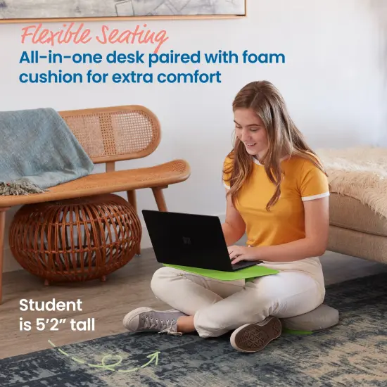 The Surf Portable Lap Desk and Surf Cushion, Flexible Seating Floor Desk with Foam Pad, 1-Pack Green {3}