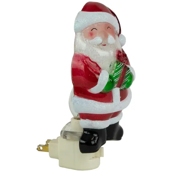 Northlight Santa with Gift Frosted Christmas Night Light - 6.75" Red {6}