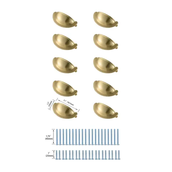 Claude 2-3/4" Center to Center Brushed Gold Cup Bar Pull Multipack (set of 10) {6}