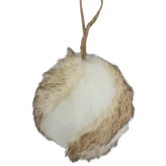 Northlight Faux Fur Ball Christmas Ornament - 3" - Brown and White {1}