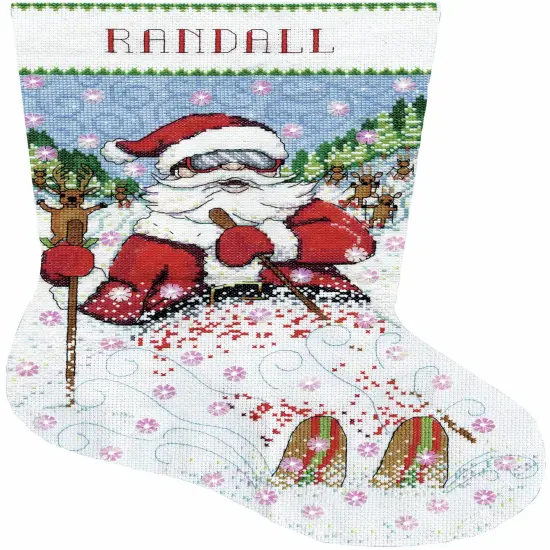 Design Works Counted Cross Stitch Stocking Kit 17" Long-Skiing Santa {3}