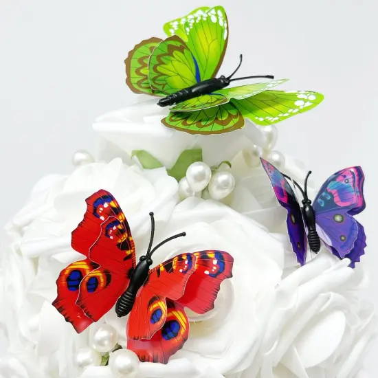 Wrapables 3D Double Wings Butterfly Decorative Wall Decor Stickers, Decals for Bedroom (24 pcs) Multi-Color {4}