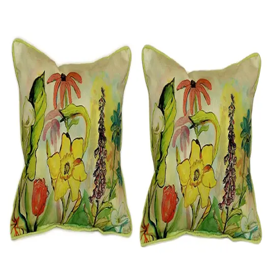 Pair of Betsy Drake Betsy&rsquo;s Garden Large Indoor/Outdoor Pillows {1}
