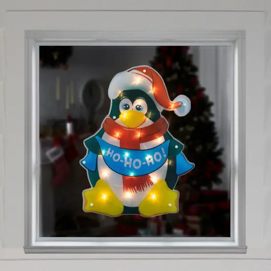 Northlight 17.5" Lighted Penguin Christmas Window Silhouette Black {6}