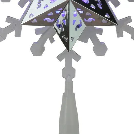 Kurt Adler LED Lighted Rotating Snowflake Christmas Tree Topper - 9.25" - White and Blue - Clear Lights {3}