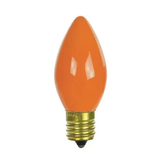 25Pk - SUNLITE 7w C9 120v Intermediate Base Orange lamp {2}