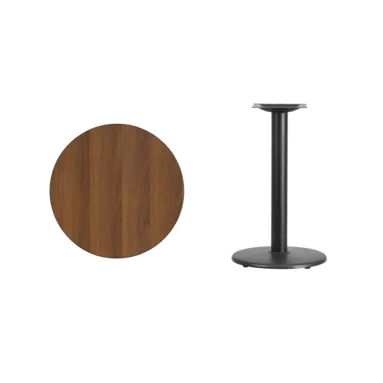 Emma and Oliver 24" Round Laminate Table Top with 18" Round Table Height Base Walnut {3}