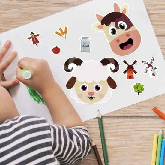 Wrapables Make Your Own Sticker Sheets, DIY Make a Face Animal, Food, Party Favor Stickers (24 Sheets) Farm Animals {4}