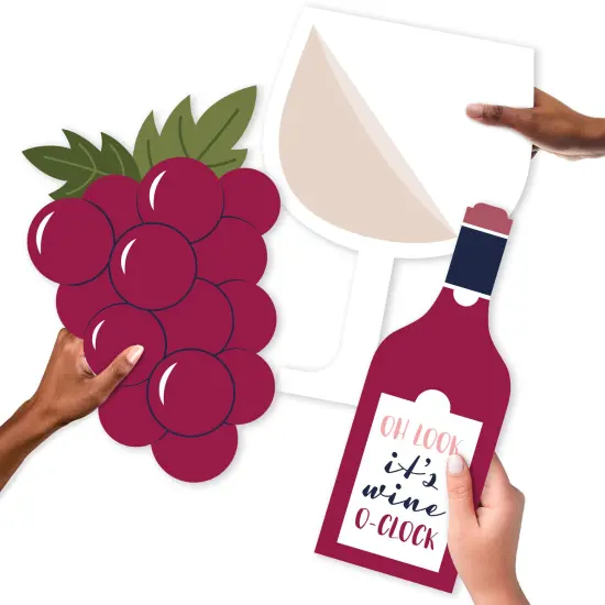 Big Dot of Happiness But First, Wine - Glass, Bottle, and Grapes Decorations - Wine Tasting Party Large Photo Props - 3 Pc {6}