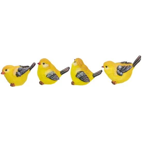 Tii Collections Set of 4 Medium Goldfinch Bird Figurines 4" Yellow {3}