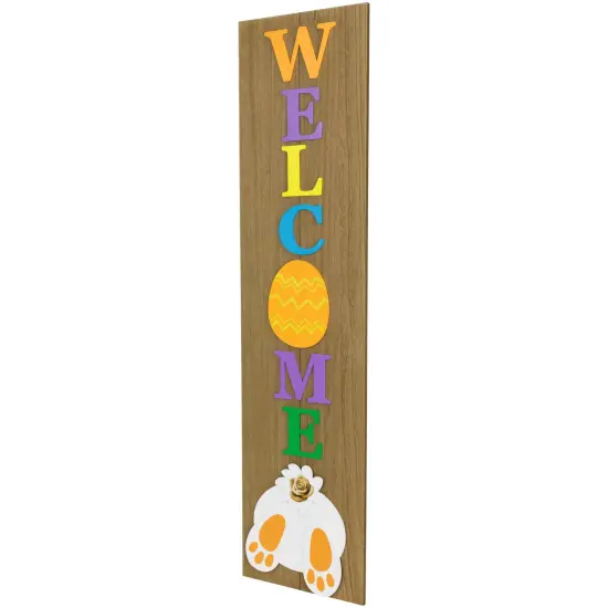 Northlight Welcome Easter Egg Wooden Porch Board Sign - 39.25" Brown {5}