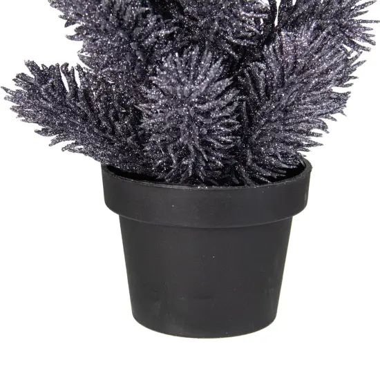 Northlight Potted Metallic Glitter Artificial Mini Pine Christmas Tree - 8.5" - Unlit Gray {4}