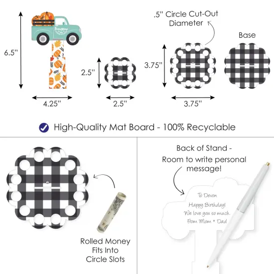 Big Dot of Happiness Happy Fall Truck - DIY Harvest Pumpkin Party Money Holder Gift - Cash Cake {4}