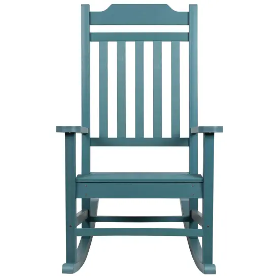 Merrick Lane Set of 2 HillfordPoly Resin Indoor/Outdoor Rocking Chairs Teal {3}